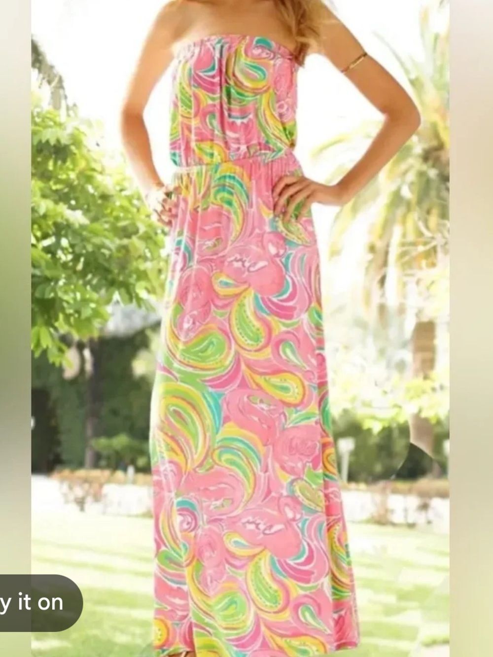 LILLY PULITZER WOMENS MARLISA MAXI DRESS STRAPLESS PINK XS - Picture 6 of 6